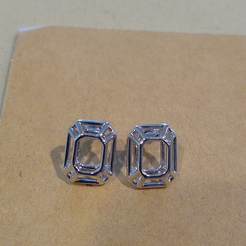Kate Spade Freeze framed silver tone earrings